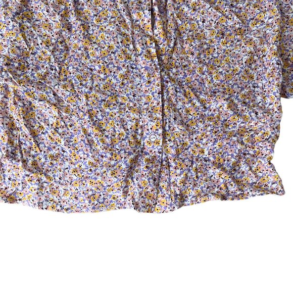 Zara Short Sleeve Crop Button Down Floral Top Purple White Size 11-12 years - Picture 4 of 7